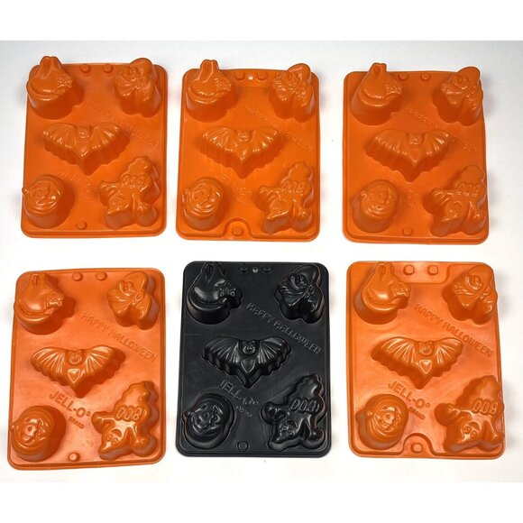 Lot 6 JELL-O Jello Orange Black Happy Halloween JIGGLER MOLDS Candy EUC - Picture 1 of 4